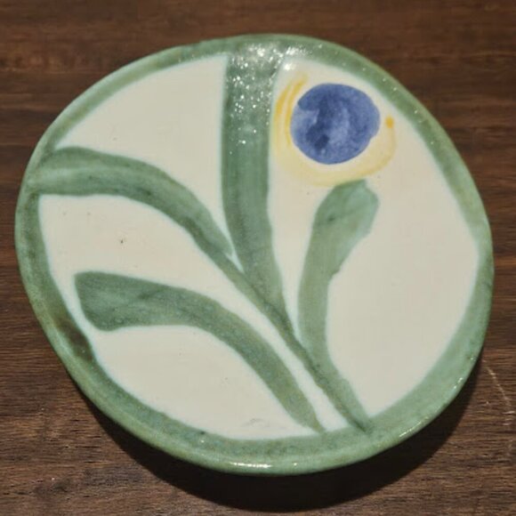 Vintage Handmade Artist Signed Floral Ceramic 1998 Pedestal Decorative Bowl - Picture 1 of 7